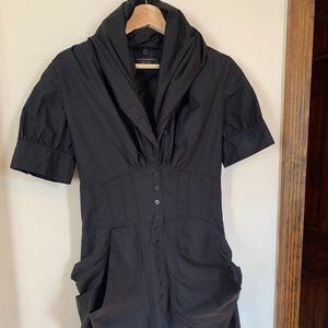 Vintage All Saints Black “Kitty” Shirt Dress with Bustle